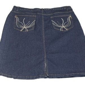 Govanni Jeans Dark Wash Denim Skirt with Embroidered Pockets Size 16